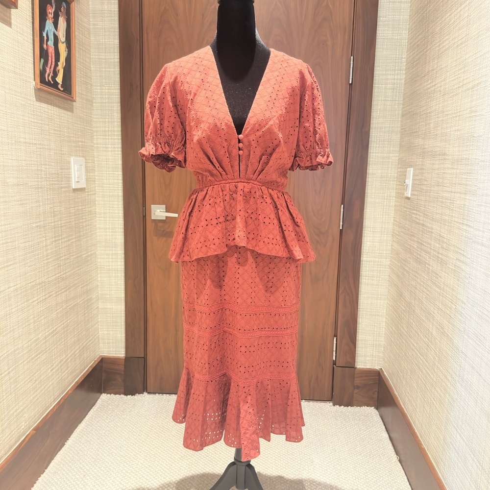 Johanna Ortiz Pink Puff Sleeve Midi Dress - Picture 3 of 9